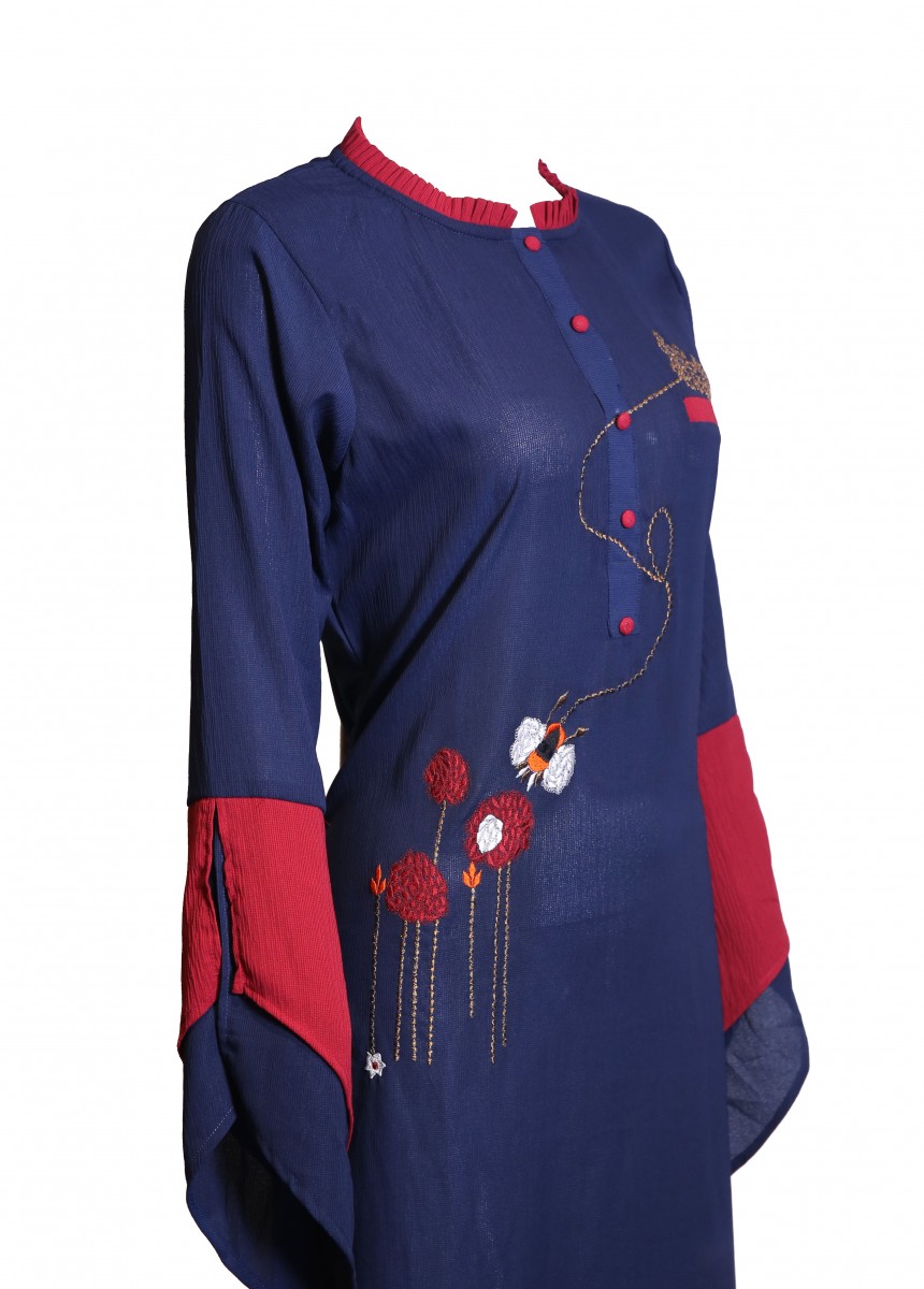 Maroon With Emb. Work