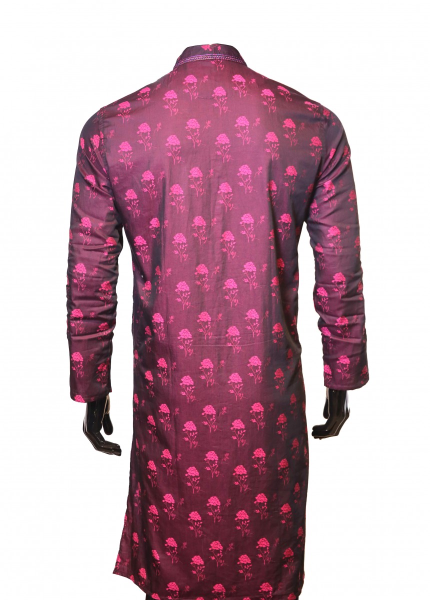 Magenda Print Karchupi Work