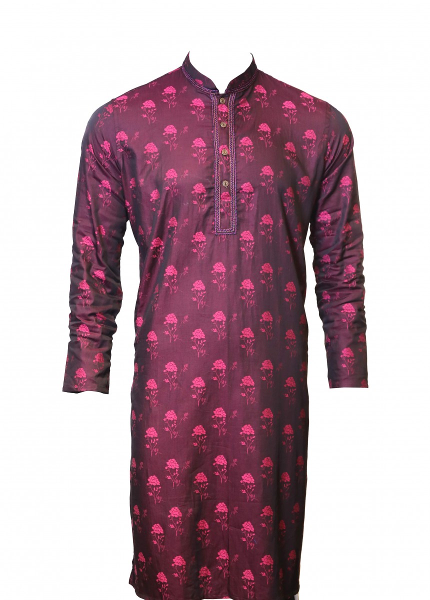 Magenda Print Karchupi Work