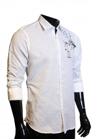 White With Bird Print