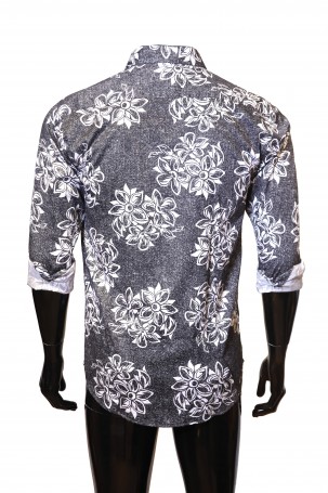 Ash White Print Formal Shirt