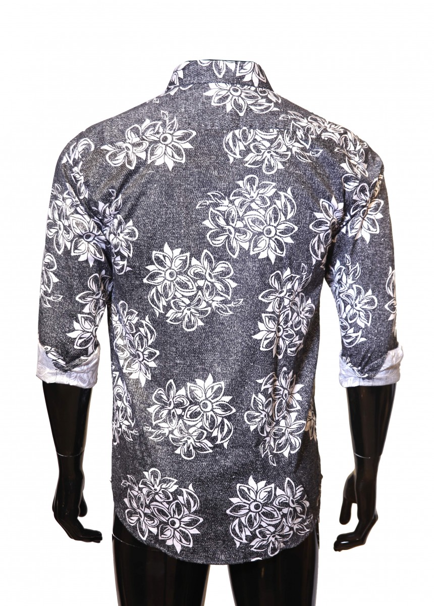 Ash White Print Formal Shirt