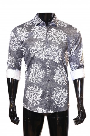 Ash White Print Formal Shirt