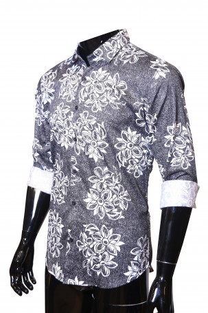 Ash White Print Formal Shirt