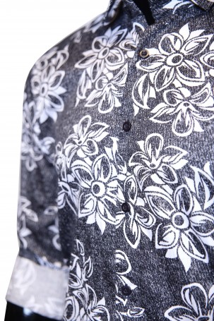 Ash White Print Formal Shirt