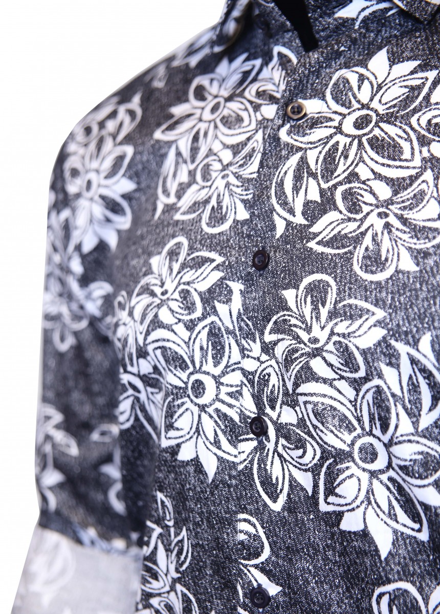 Ash White Print Formal Shirt